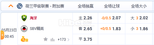 5月23日 0:45 荷甲 海牙VS精英