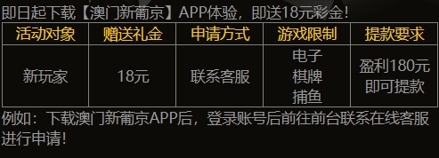 【澳门新葡京6633】下载app联系客服申请送18彩金；180提