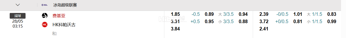冰岛超级联赛   费基亚  VS HK科帕沃古