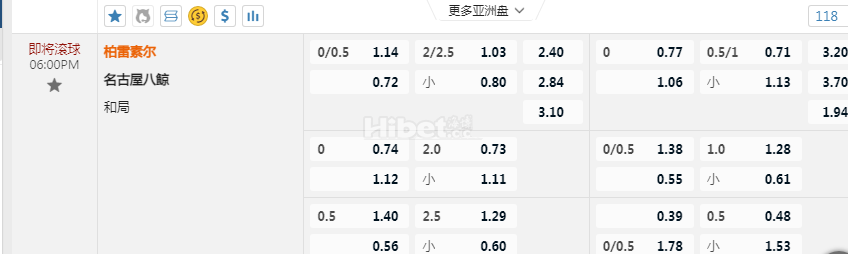 日本职业联赛杯06:00PM 柏雷素尔 名古屋八鲸