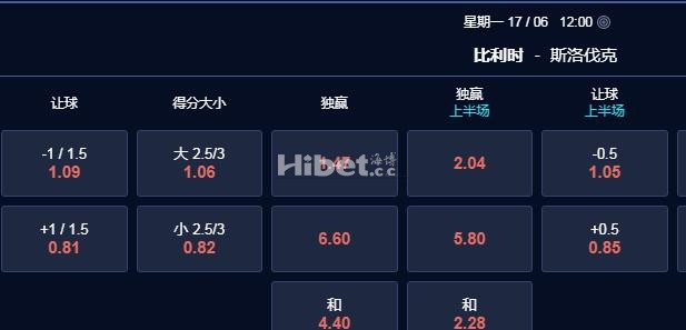 欧洲杯 23：59 比利时VS斯洛伐克